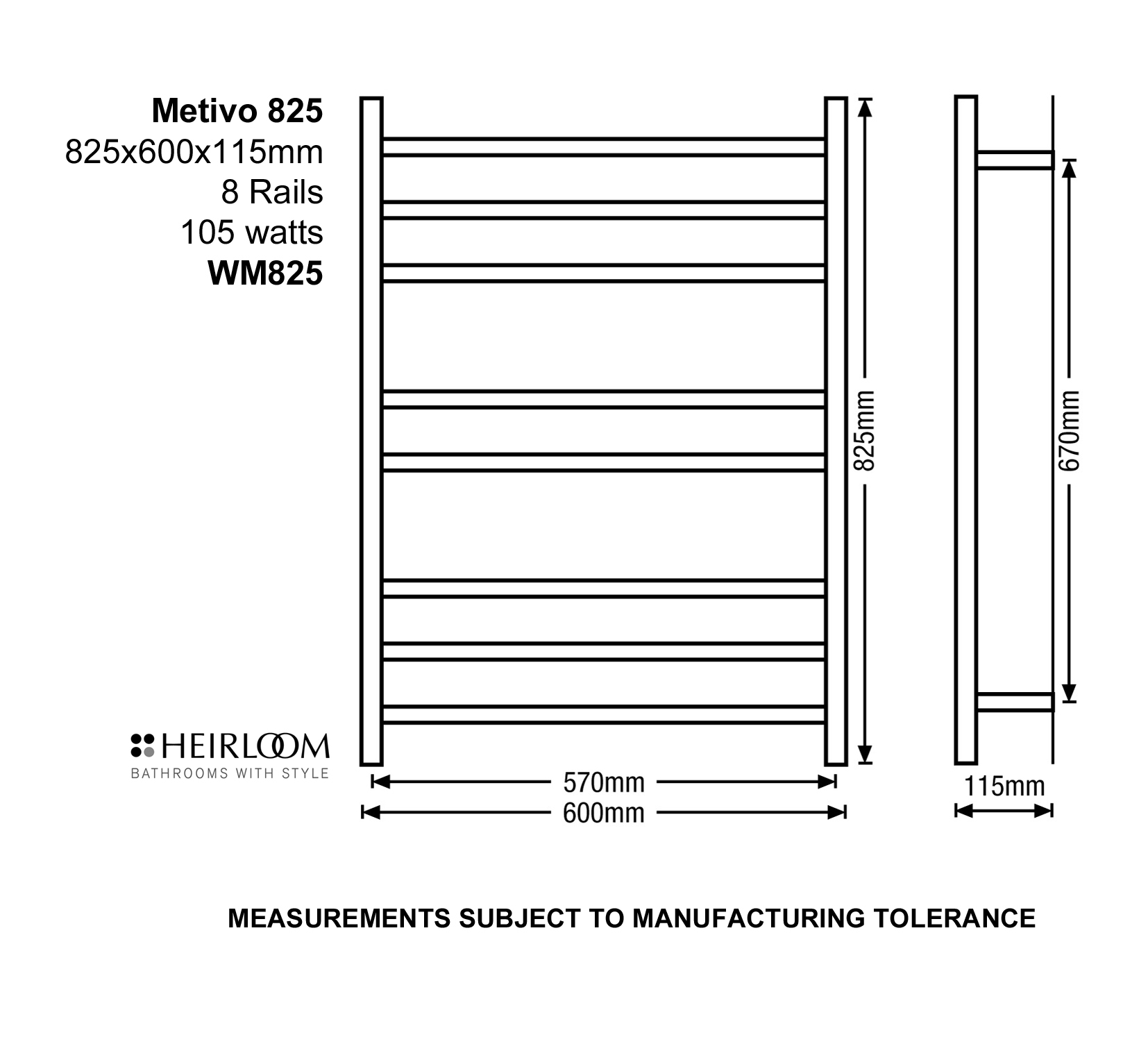 Heated towel 2024 rail sizes